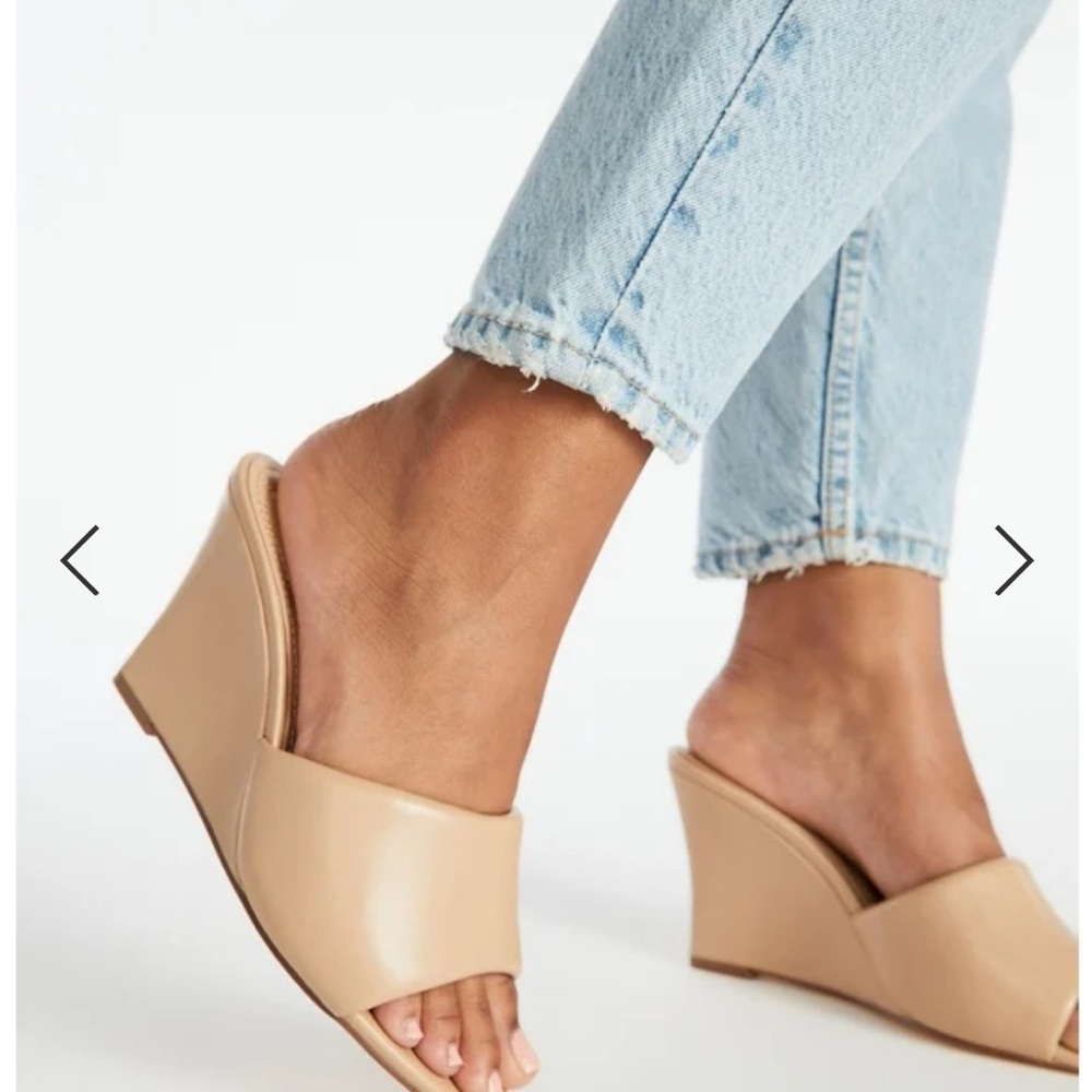 🤍NEW JustFab Tan Wedges - Picture 2 of 5